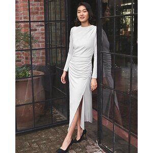 Express Velvet Ruched Side Asymmetrical Midi Dress XS